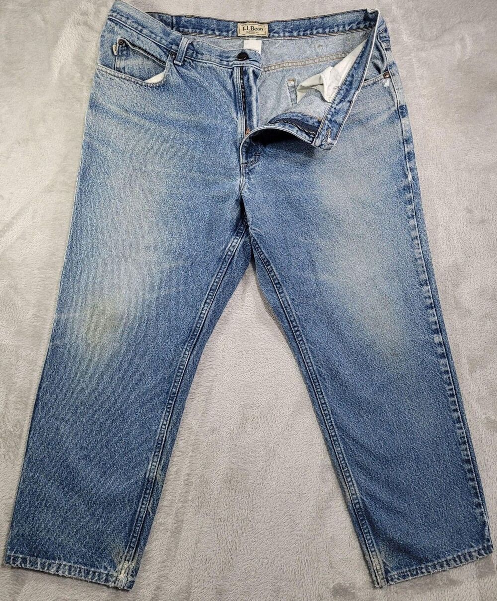 L.L.Bean Classic Fit Jeans Mens 40x29 Blue Light Wash Straight Denim Cotton